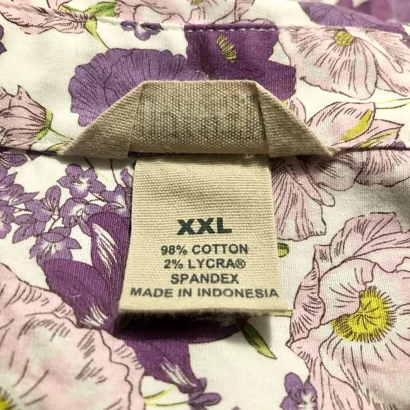 Duluth Trading Top Purple Floral Wrinkle Fighter Long Sleeve Button Shirt XXL - Picture 5 of 7